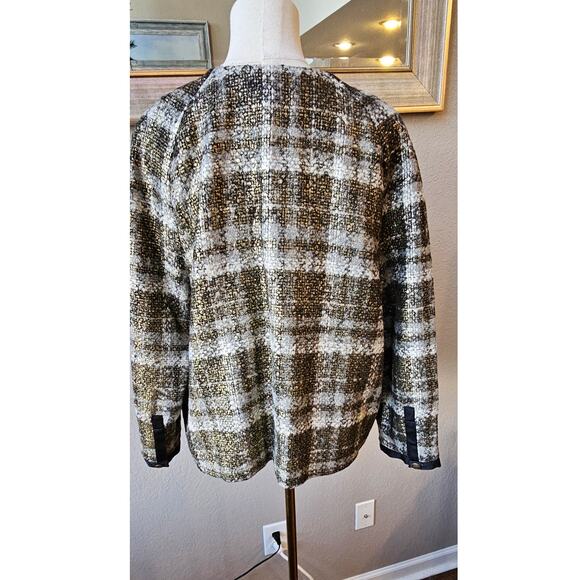 Lands' End Boucle Tweed‎ Wool Blend Plaid Blazer Jacket Women Size 16 Multicolor - Picture 3 of 8